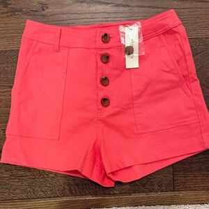 NWT Women's Coral Button-Up Shorts